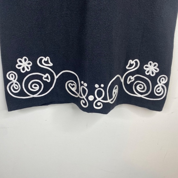 Hanna Andersson Milano Knit Dress 10 Embroidered Black White Holiday Christmas - Picture 3 of 11